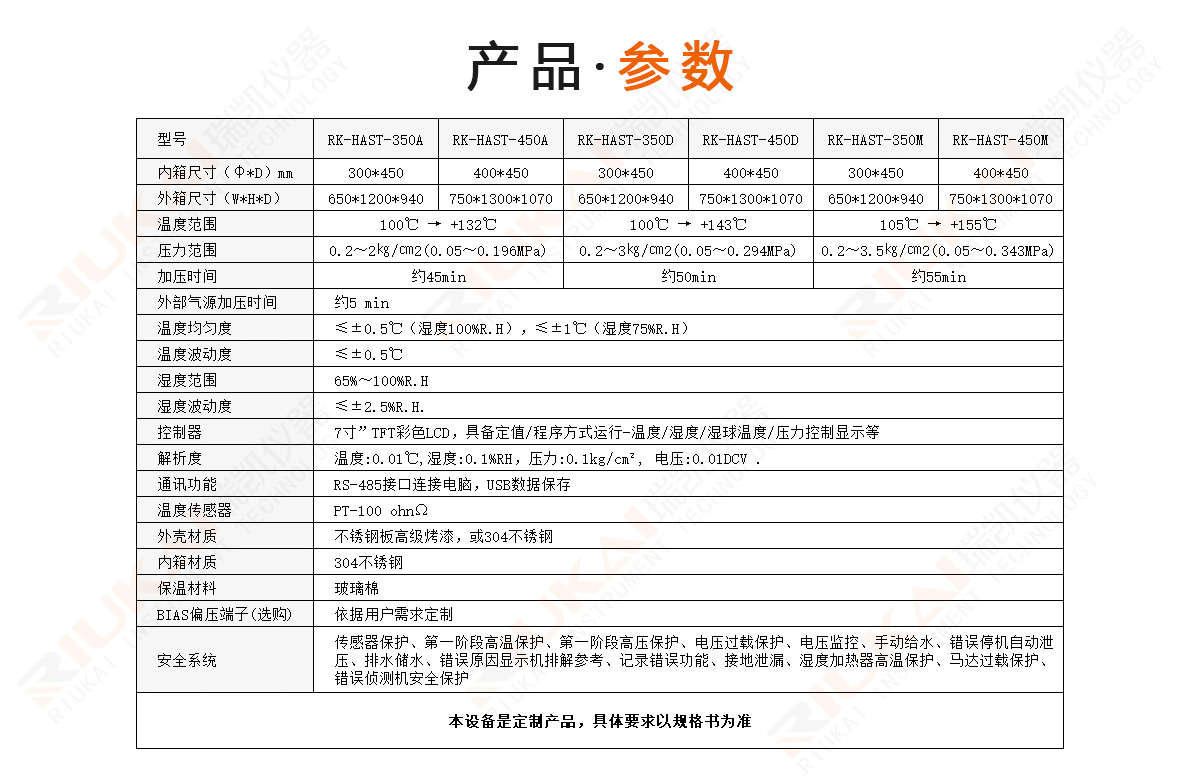 HAST高度加速壽命試驗(yàn)機(jī)規(guī)格參數(shù)